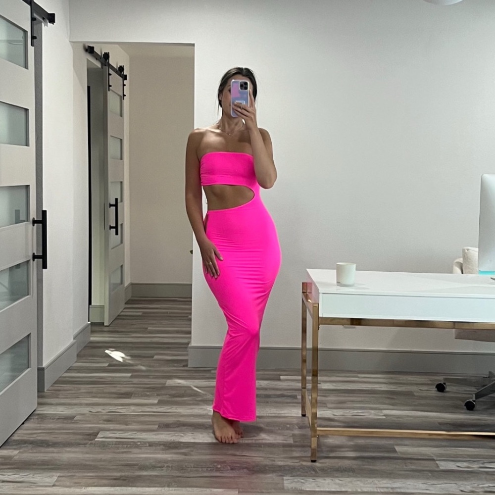 Skims Pink Cutout Maxi Tube Dress